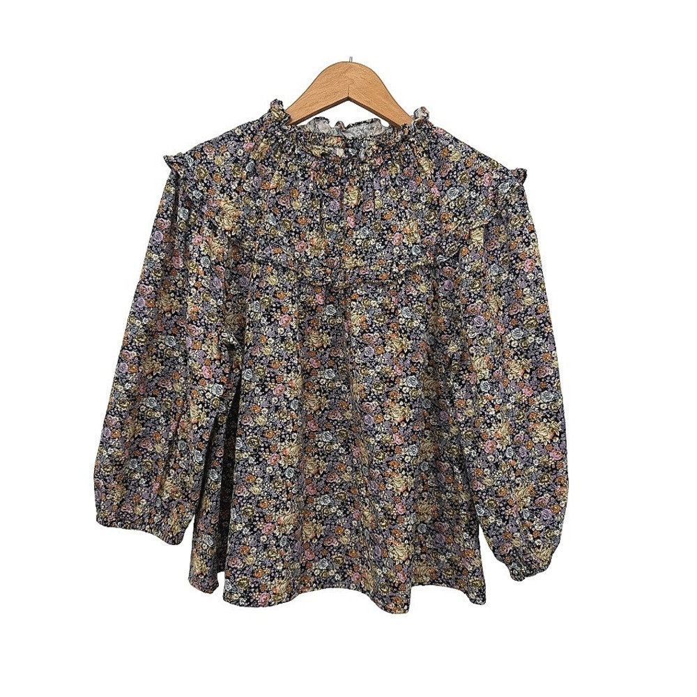 Universal Thread‎ Blouse Floral Ruffle Smocked Boho Milkmaid Cottage Top Small